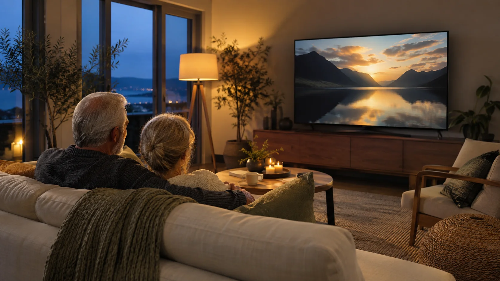 A couple relaxing together at home